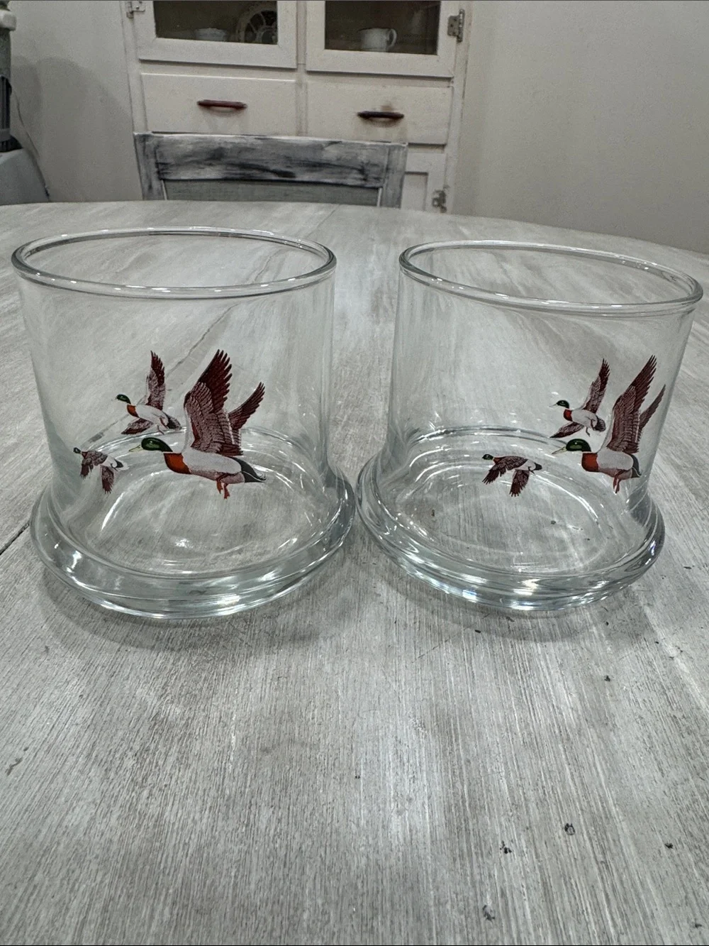 Vintage Avon Chesapeake Flying Mallard 8 oz Whiskey Glasses (2)